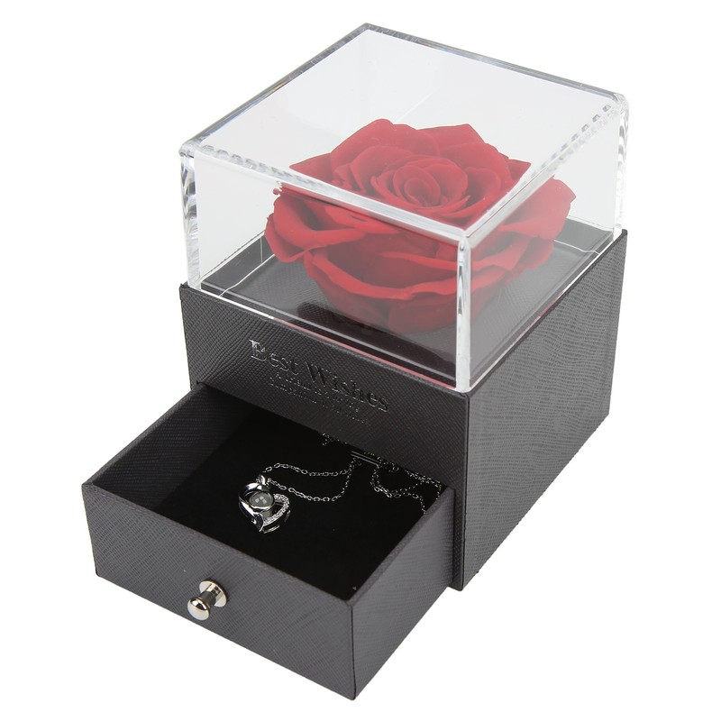 Necklace with Rose Gift Box Exquisite Appearance Preserved Flower Gift
