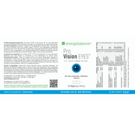 Pro Vision EYES - Eye Vitamins Capsules - Age-Related Macular Degeneration (AMD) - 90 VegeCaps of 547 mg with Vitamin A, C, Zinc, Riboflavin - from EnergyBalance - Quality from Switzerland