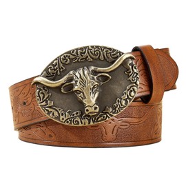 fufupaw Cowboy Belt Men, Western Belt Men, Cowboy Vest Women, Cowboy Belt Buckle, Belt Buckle Cowboy, 130 cm Western Cowboy Belt, for Party, Gifts, Multicoloured