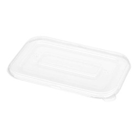 Restaurantware LIDS ONLY: Pulp Tek Plastic Flat Lids 100 Disposable Lids For Containers - Containers Sold Separately Built-In Tab Clear Plastic Flat Lids Fits 24 And 32 Ounce Bagasse Containers