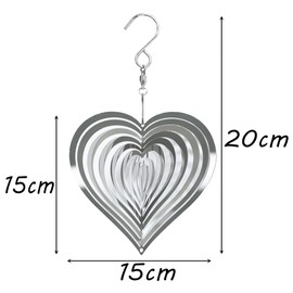 Zasvec Heart Wind Chimes Stainless Steel 1 Piece Stainless Steel Decorative Wind Chime Metal Wind Chime Heart Wind Chimes for Outdoor Hanging Wind Chime Spiral Wind Chimes for Garden Decoration for