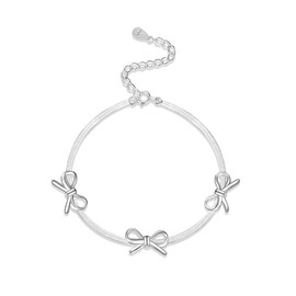 Belons Women's Bracelet 925 Sterling Silver Bow Charm Bracelet Girls Bracelet Children's Bracelet, Sterling Silver