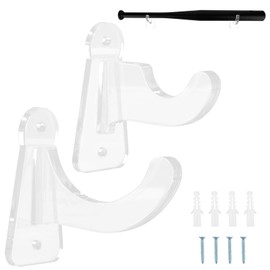 Ranjaner 2PCS Baseball Bat Display Case Holder with Screws and Expansion Tubes, Wall Mount Acrylic Baseball Bat Horizontal Rack for Memorabilia Collectible, Fits to 2-5/8 inch Barrel(Transparent)