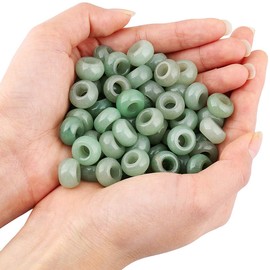 mookaitedecor 20pcs 12mm Natural Green Aventurine Round Large Hole Gemstone Beads for Jewellery Making, Loose Rondelle Crystal Stone Beads for Crafting European Bracelet Macrame DIY Projects