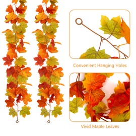 Green, yellow, and red maple leaf rattan and two bright strings