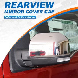 Car Silver Chrome Rearview Mirror Cover Cap Housing Protective Cover for Exterior Mirrors Fit for Ford F150 F-150 2015-2020 Rearview Mirror Accessories(Silver Chrome， Left+Right Side
