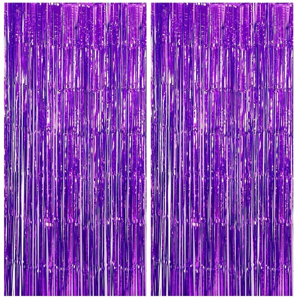 Luoqun88 2 PCS 3.2 x 6.5ft Glitter Pink Tinsel Curtain,