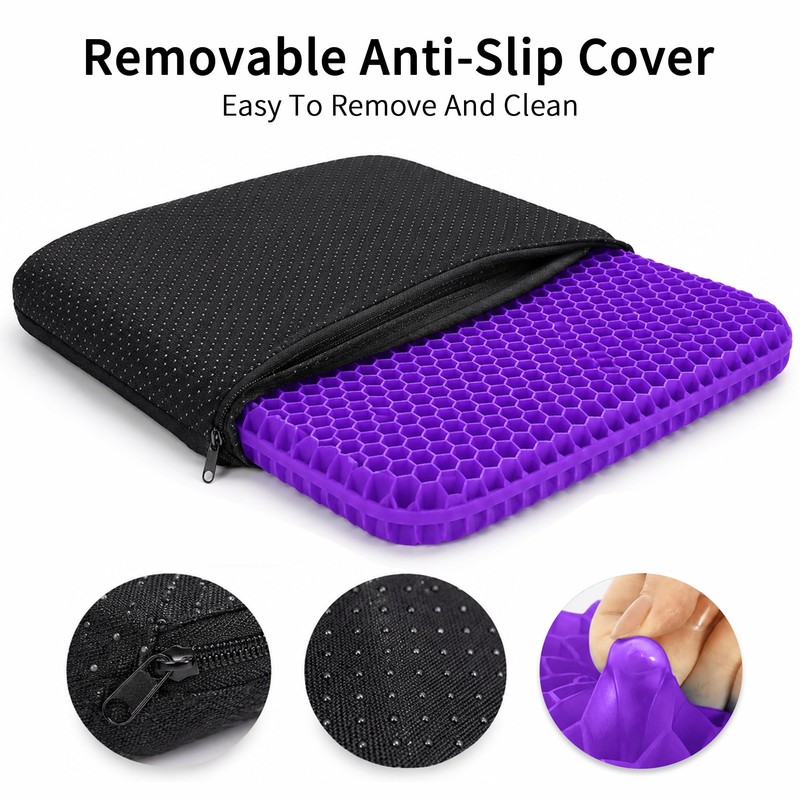 Purple Gel Honeycomb Slim 0.8 Seat Cushion for Office Chair,