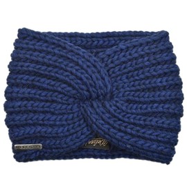 Melegari Guenda Chunky Ribbed Hair Band | Alpaca Wool Blend | Made in Italy | Unisex Hairband (Blue, 54-60)
