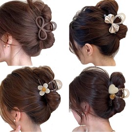 Set of 4 Colors Hair Claw Small 3.1 inches (8 cm), Half Size, Hair Clip, Secure, Lightweight