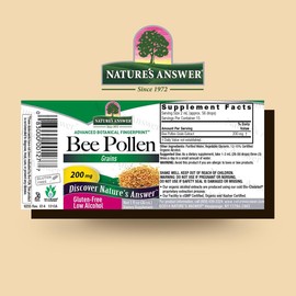 Nature's Answer Bee Pollen 1 Ounce - Organic Low Alcohol Fluid Extract with Propolis - Gluten Free, Kosher, Made in The USA - Bee Pollen Overall Wellness