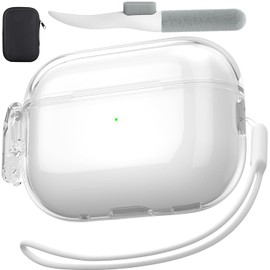 Valkit Compatible Airpods Pro 2 Case Clear with Lock, Shockproof AirPods Pro 2nd/1st Generation Case Soft Transparent Protective Cover with Lanyard iPods Pro 2 Skin for Airpods Pro 2nd/1st Gen