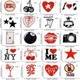 20 PCS Downtown Girl Iron on Patches Cool Trendy Y2K Aesthetic Embroidered Applique for Backpacks,Pants,Clothes,DIY Decoration,Bags,Jackets,Vests,Coat,Uniforms,Jeans,Dress,Hat