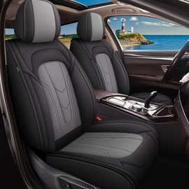 JIAMAOXIN Leather Car Seat Covers Fit for Jaguar F-Pace 2017-2025 Automotive Seat Protectors Cushion Cover Waterproof 2 Front Seat Covers Black&Grey