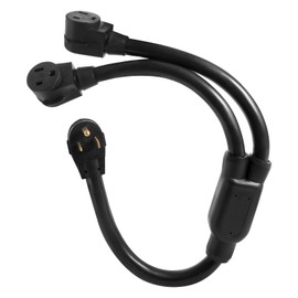 AUTOBABA 3-Wire Welder 50 Amp NEMA 6-50 Splitter Cord, ONE NEMA 6-50P Male Plug to Tow NEMA 6-50R Female Plugs Connectors 250V, 6 AWG 3 FEET