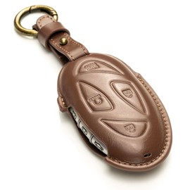 Vitodeco Superior 3D Premium Leather Remote Key Fob Case Cover Protector Compatible with Hyundai Santa Fe, Hyundai Elantra, Hyundai IONIQ 6 (Mocha)