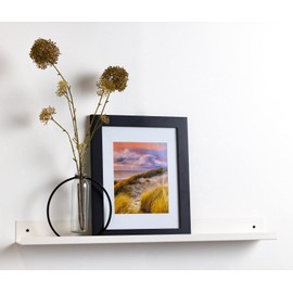 Infinite Design 36" Metal Floating Wall Shelf | Modern White Powder-Coated Steel Ledge, Made in USA | Wall-Mounted Shelf for Living Room, Kitchen, Bathroom, Bedroom or Office