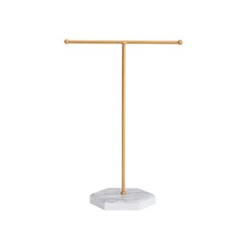Ahvqevn Jewelry Stand Display Necklace Holder T Bar Plated Metal Tabletop Jewelry Organizer Tower for Hanging Show Jewelry B