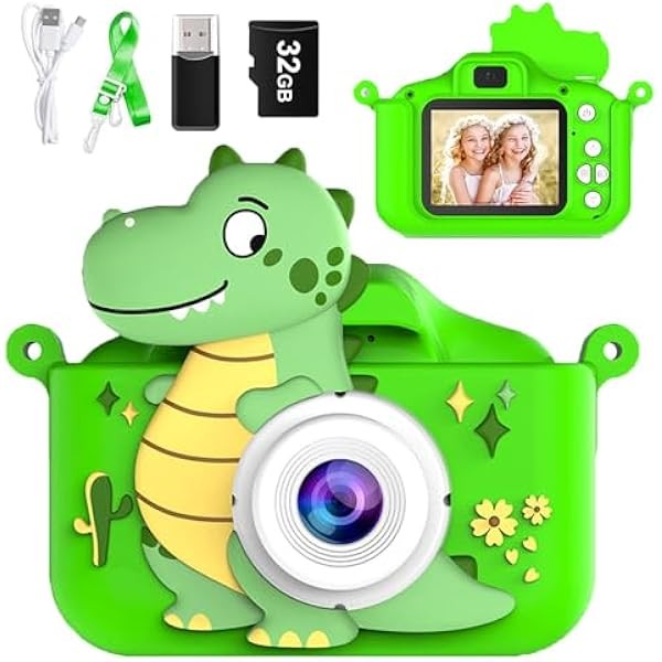 Dinosaur Kids Camera for Boys & Girls, 3-12 Years, 1080P