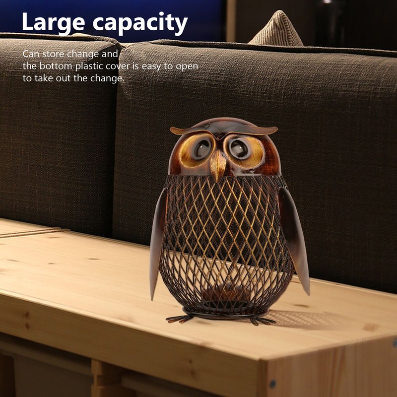 Owl Piggy Bank Owl Shaped Metal Coin Box Handwork Crafting