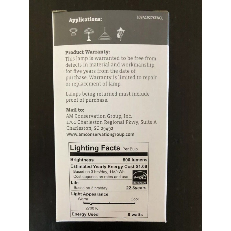 Simply Conserve Energy Saving DIMMABLE 9-Watt A19 LED Light Bulb
