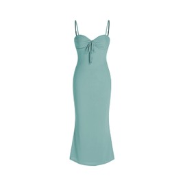 CIDER Bodycon Dress Ruched Knotted Maxi Dress Women's Sweetheart Neck Sleeveless Lined Middle Waist Long Dresses Baby Blue