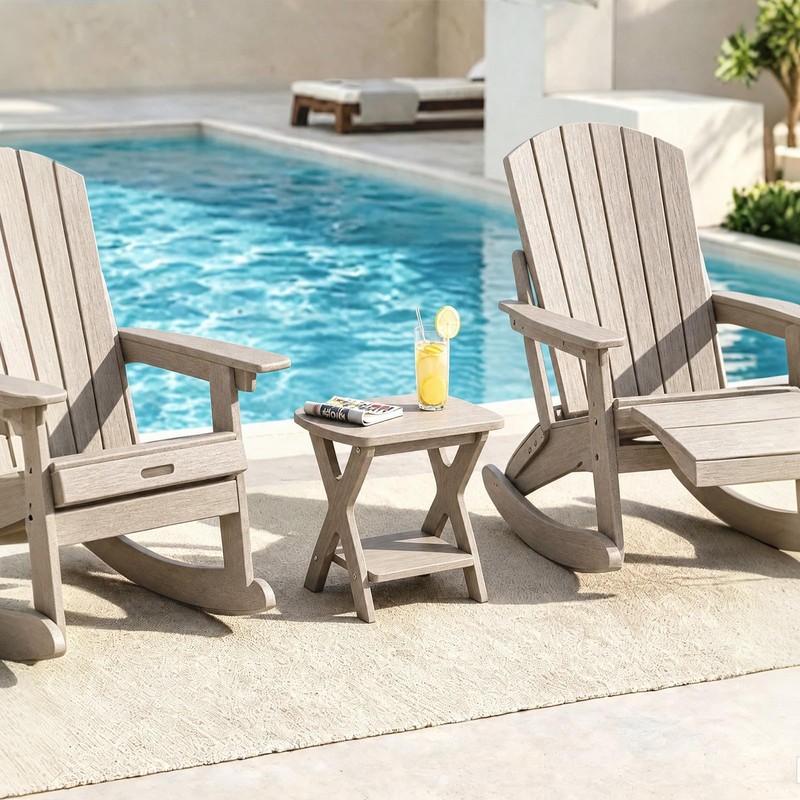 Small Outdoor Side Table, 2-Tier Patio Table,15.7"L x 11.5"W,Brown