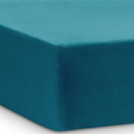 Bedsure Double Fitted Sheet Deep - Bed Sheets Extra Deep Pocket 16 Inches (40 cm), Soft Brushed Polyester Microfiber Material for Double Bed, Teal, 135x190cm
