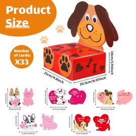 Pasimy DIY Valentines Day Mailbox with 33 Dog Puppy Cards Valentine Dog DIY Mail Box Craft for Kids Puppy Valentines Cards for Classroom Exchange Gift Games Valentine's Day School Party Favors