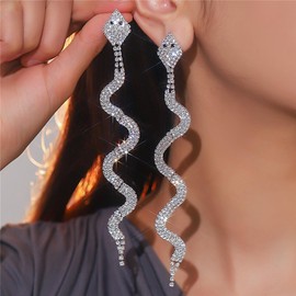 ALRNBY Snake Earrings for Women Gold Snake Earrings Silver Black Earrings Long Sparkly Rhinestone Earrings Dangle Studs for Men