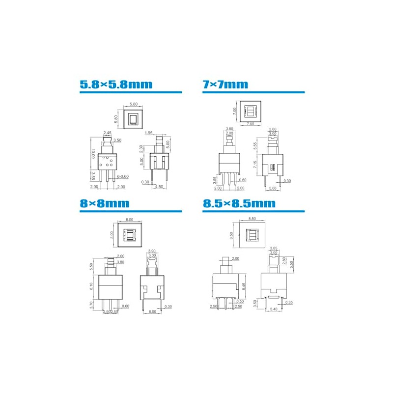 AUKENIEN AUKENIEN 10 Values 112pcs DPDT Self Latching Push Button