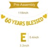 XIAOLUOLY Gold 60 YEARS BLESSED Glitter Banner,Pre-Strung,60th Birthday/Wedding Anniversary Party