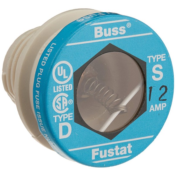Bussmann BP/S-12 12 Amp Type S Time-Delay Dual-Element Plug Fuse Rejection Base 125V Ul Listed, Carded by Bussmann