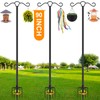 SINLEY Double Shepherds Hook for Outdoor with 5 Prong Base