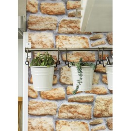 Fablon FAB10226 Stone Wall Adhesive Film, Brown