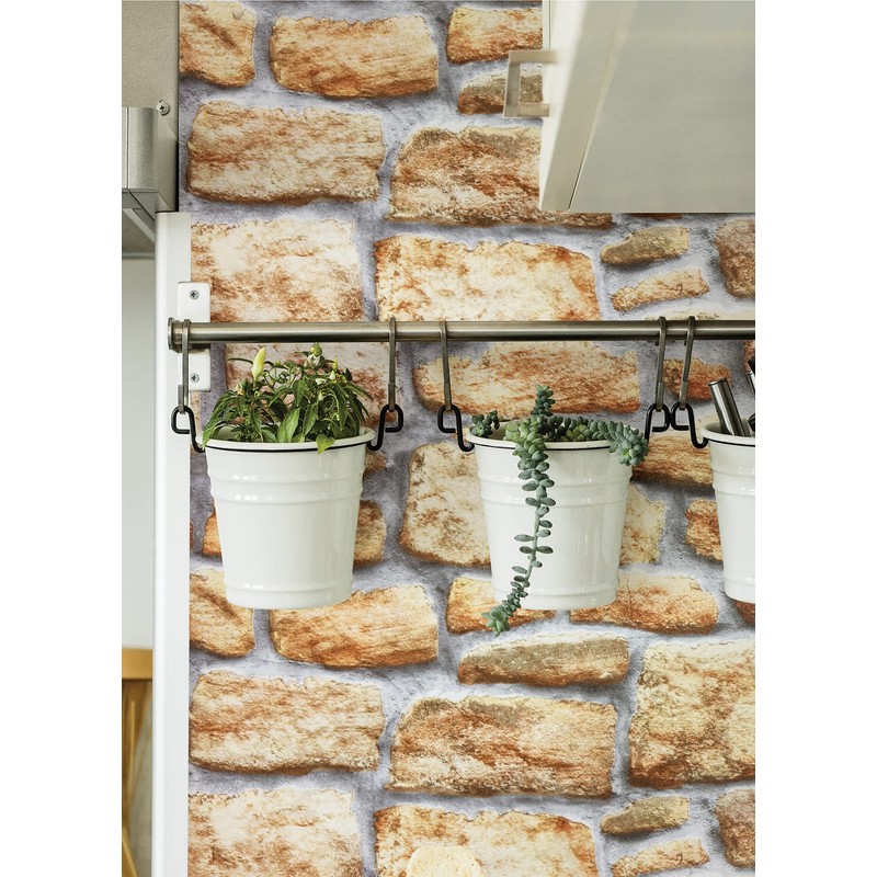 Fablon FAB10226 Stone Wall Adhesive Film, Brown