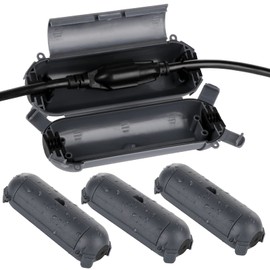 4 Pack Small Outdoor Extension Cord Cover, IP44 Waterproof Box and Safety Housing Case, Ideal to Protect Outdoor Plugs, Electrical Connections, Holiday Decoration Lights, Gray