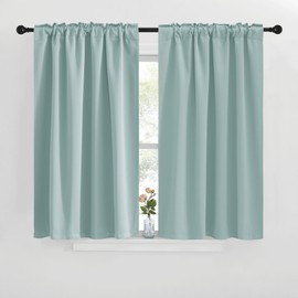 NICETOWN Window Treatment Blackout Curtains and Draperies - (Aqua Blue Color) 42x40 inch, 2 Panels, Room Darkening Blackout Panel Drapes for Bedroom