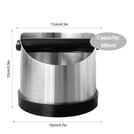 Knock Container for Portafilter, 580 ml Coffee Grounds Tee Container, Stainless Steel Knock Box, Coffee Knock Box, Barista Accessories for Your Barista Accessory Knock Container, for Portafilter