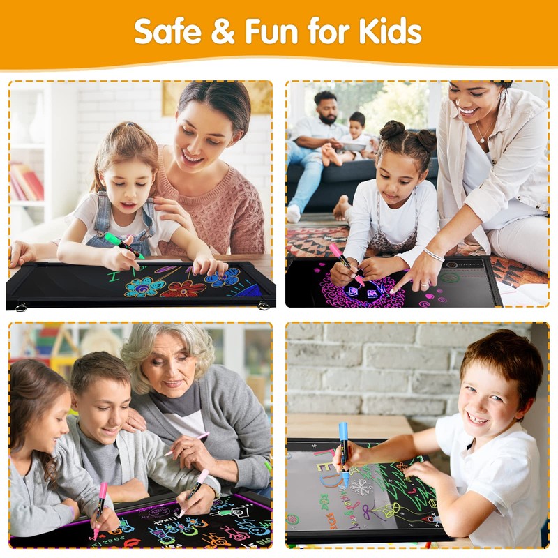 Slsy LED Writing Board 16"x12", Illuminated Erasable Neon Message Sign