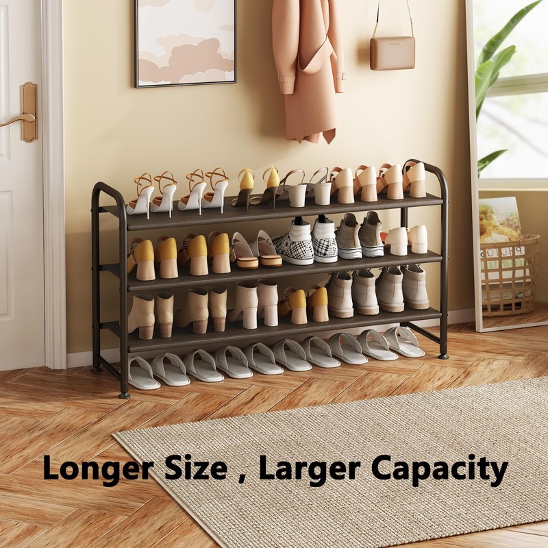 INGIORDAR Shoe Rack 3 Tier Long Storage Organizer Wide Metal