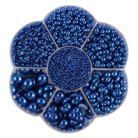 5800Pcs Half Pearls for Crafts, Flatback Pearls for Artwork Making, DIY Rhinestones Accessory Nail Art,Face Gems Jewels Flat Back Craft Pearls for Artist Creative - Dark Blue