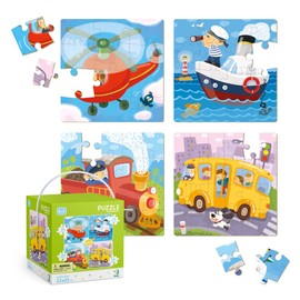 Jigsaw Puzzles for 3 year olds 4 Puzzles in 1 Transport (12 Pieces 16 Pieces 20 Pieces 24 Pieces) Dodo Children Early Learning Educational Gift for Boys and Girls