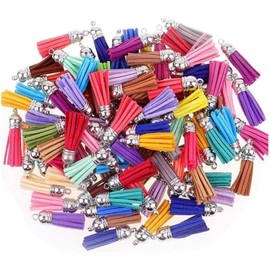 20Pcs Leather Tassel for Jewelry Making - Multi-Color Beaded Keychain Accessories with Metal Rings, DIY Craft Supplies for Bags/Bookmarks/Phone Straps