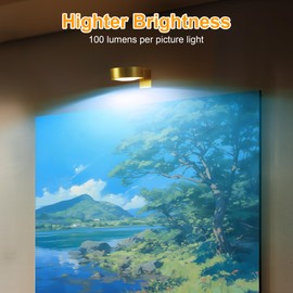 Rechargeable Battery Picture Light, 13 RGB Color Changing Led Art Display Light for Picture Frame, Magnetic Painting Light with Remote Control, Wireless Party Home Wall Decor Puck Light, Pack of 2