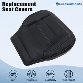 SecosAutoparts Driver Bottom Replacement Perforated Leather Seat Cover #H2X Jet Black Compatible with GMC Sierra 1500 2500 3500HD Denali Yukon 1500 XL Denali 2014 2015 2016 2017 2018 2019