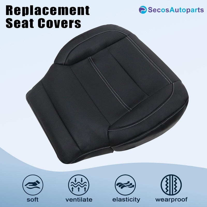 SecosAutoparts Driver Bottom Replacement Perforated Leather Seat Cover #H2X Jet