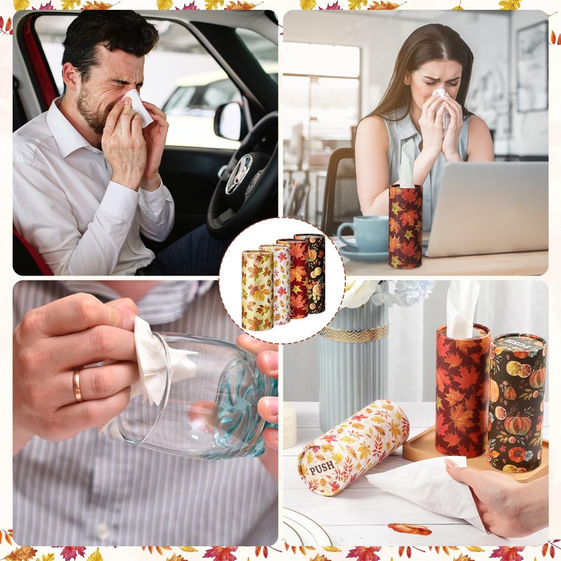 8 Pack Fall Tissues for Car Tissues Cylinder Bulk Autumn