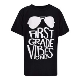Unique Baby Boys 1st Grade Vibes Only Back to School T Shirt (6, Black)