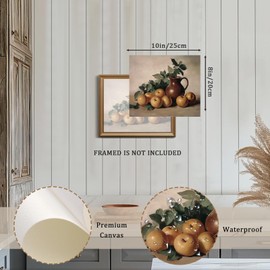 XOCUUI Farmhouse Canvas Vintage Aesthetic Room - Harvest Apples Still Life Oil Painting Artwork Abstract Decor Pictures Prints - Farmhouse Fruit for Bedroom Kitchen 8x10in - Unframed